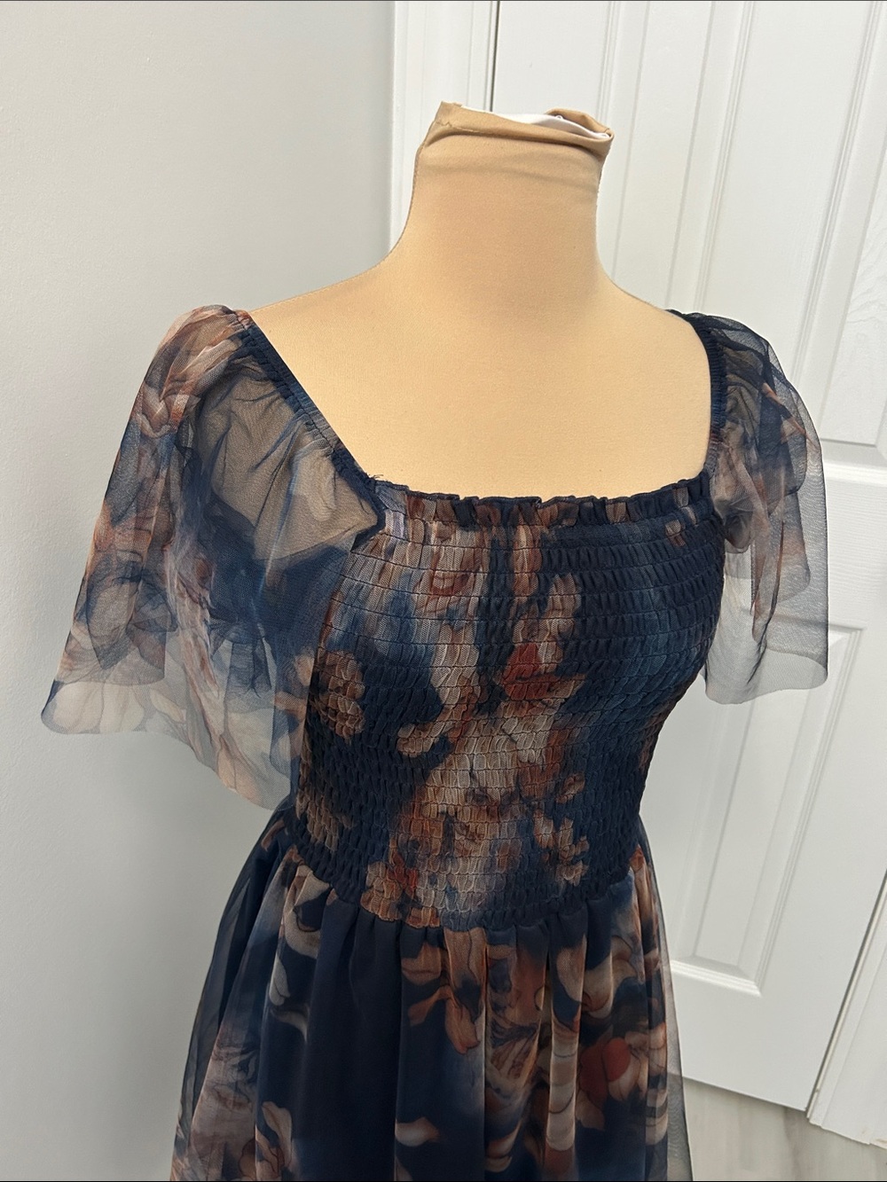 Baltic Born Tivoli Tulle Short Dress Dark Blue Floral - Picture 6 of 9